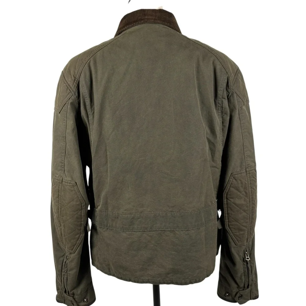 Polo Ralph Lauren Waxed Moto Jacket Mens XL Olive Green Cord Collar Retro NWT
